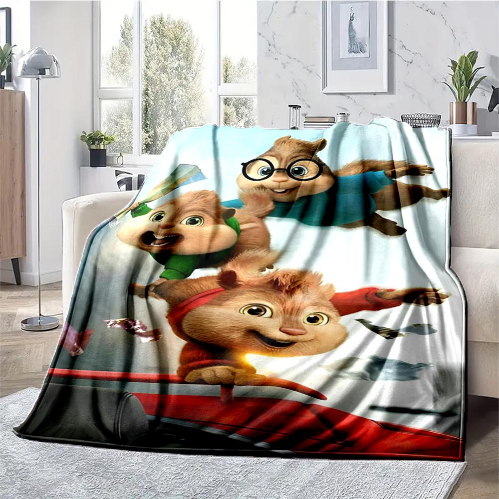 Alvin and the Chipmunks Theme Printed Blanket - Perfect for Couch, Bed, Travel & Outdoor Use | Machine Washable, Cozy & Durable.