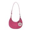 Dumpling Shape Flower Shoulder Bag Flower Pendant Women Underarm Bag Half-moon Bag  Streetwear