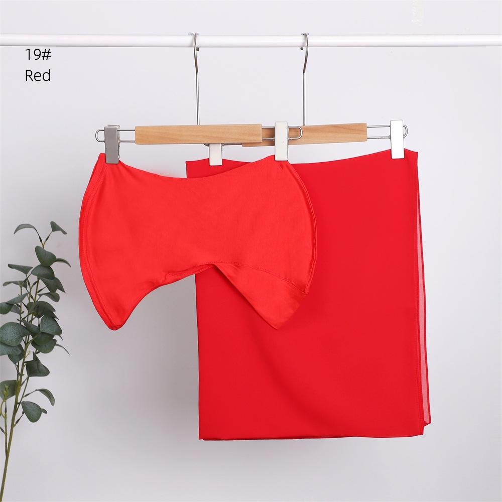 Elegant Elastic Instant Hijab Solid Color Chiffon Hijab Set Women's Modal Pullover Bandana Thin Breathable Soft Cozy Scarf