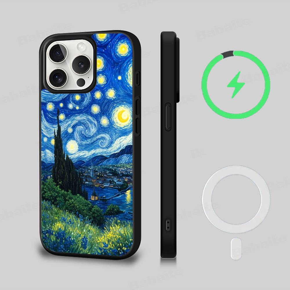 Vincent Van Gogh Oil INS For Magsafe Phone Case For iPhone 17 Air 16 15 14 13 12 11 Pro Max Plus Shockproof Cover