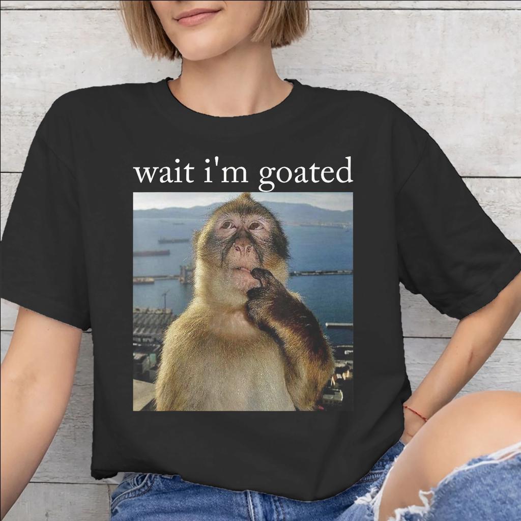 Thinking Monkey Meme Graphic Print T Shirt for Unisex Unisex Cotton Tee Shirt Clothing