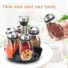 Kitchen Rotating Spice Bottle Set Glass Material Seasoning Salt Sugar Pepper Seasoning Storage Bottle Kitchen Spice Rack