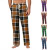 Men's Striped Plaid Print Pocket Casual Pants Home Pajama Pants
