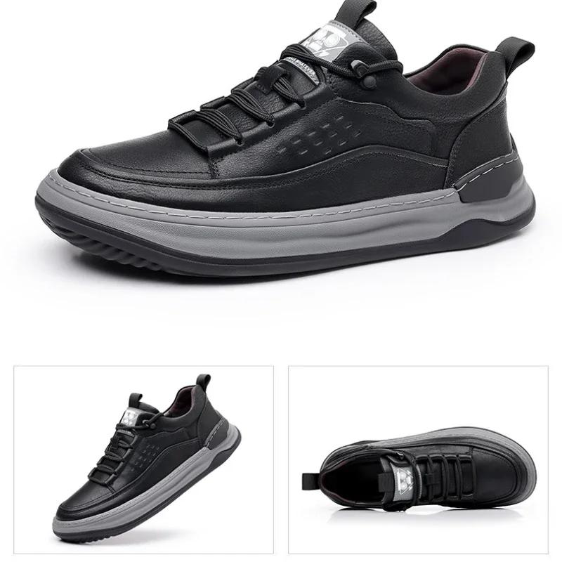 Модные кроссовки для мужчин Повседневная обувь из натуральной кожи Кроссовки с нескользящей подошвой Кружева Нескользящая мужская спортивная обувь Zapatillas Hombre Бренд мужской обуви