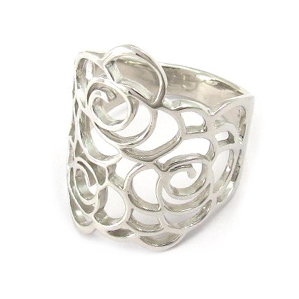 Серебряное кольцо "Флора" серебро (родий) - 26х20 мм