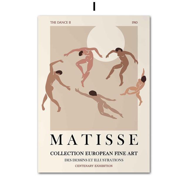 Abstract Matisse Girl Dance Leaf Beige Lines Posters And Prints Wall Art Canvas Painting Wall Pictures For Living Room Decor No Frame