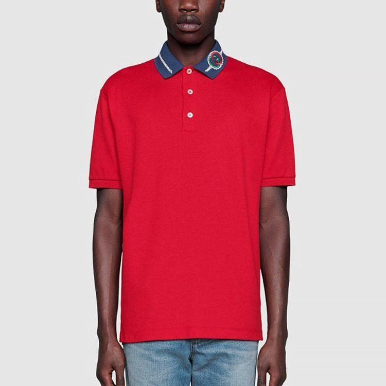 Gucci Мужские рубашки-поло Красный воротник-поло Умеренный прямой крой 598960-XJB0X-6229