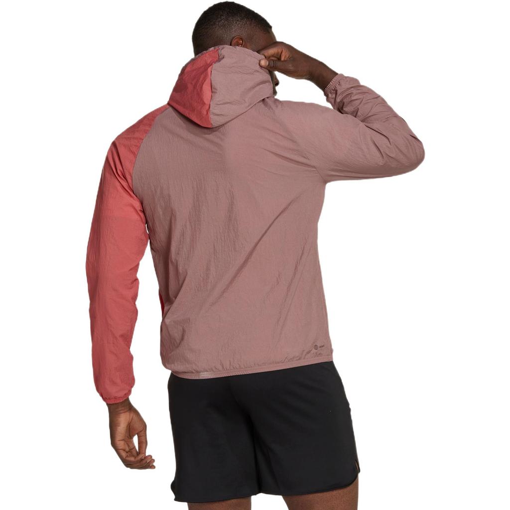 Adidas Colorblock Sports Fitness Hooded Jacket Men Outerwear Pink HZ9708