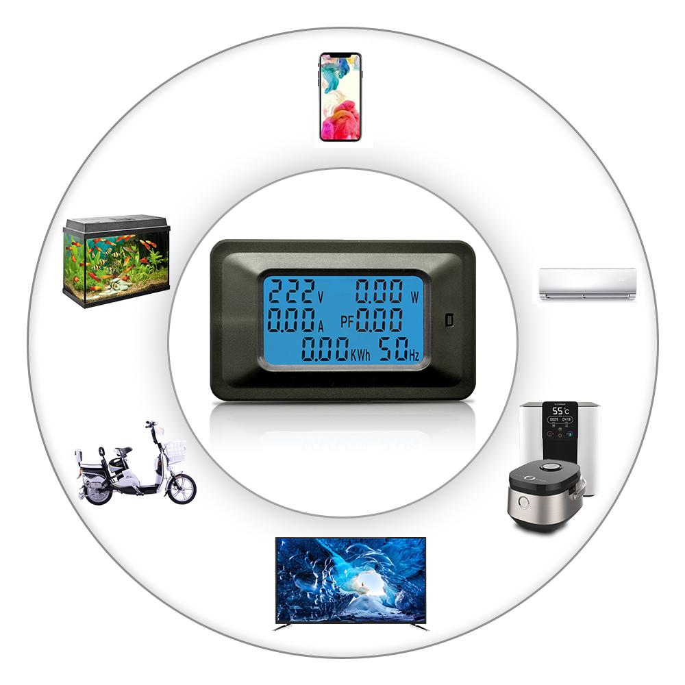 100A Digital Voltage Meter Energy Meter LCD 5KW Power Factor Energy Frequency Meters Voltmeter Ammeter Current Amps