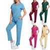 Ladies' Comfortable And Casual Solid Color Short Sleeved Pants Protective Suit Set
