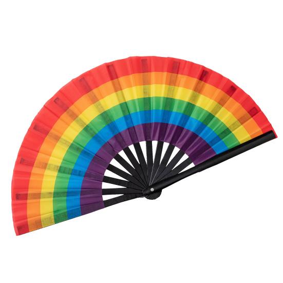 1 Set Folding Fan Easy Open LGBT Pride Rainbow Fan Portable Cooling Hand Fan for Festivals Dance Parties Events