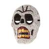 Breathable Costume Accessory Halloween Skull Full Face Mask, Sparkly Rhinestone Masquerade Mask Lightweight for Party, Adjustable Strap Cosplay
