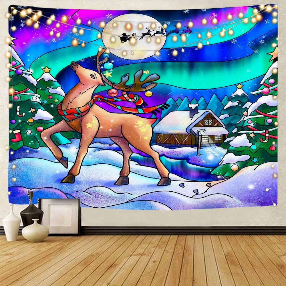 Рождественские подарки фоновое украшение гобелен Санта-Клаус фоновое украшение гобелен Рождественское украшение дома гобелен