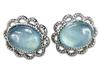 AAA Transparent Schiller High Quality Darker Aquamarine Natural Stone 925 Angel Stone [Stone Town] Effect, Earrings, Silver,