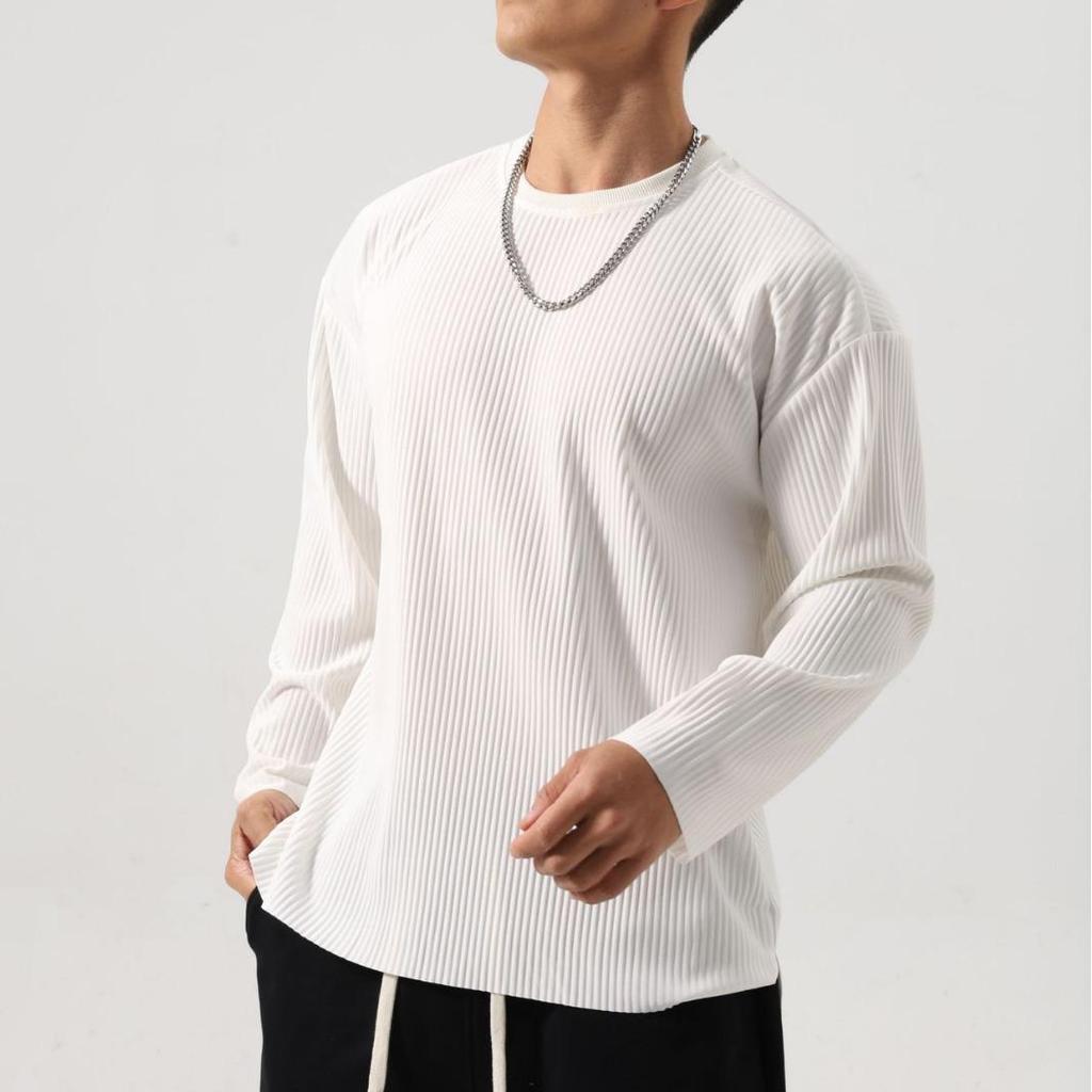 Men's Quick-Dry Striped V-Neck Long Sleeve Loose Fit Sweatshirt