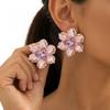 Oversized Layered Floral Crystal Stud Earrings Women Post Fashion Statement Jewelry 2026