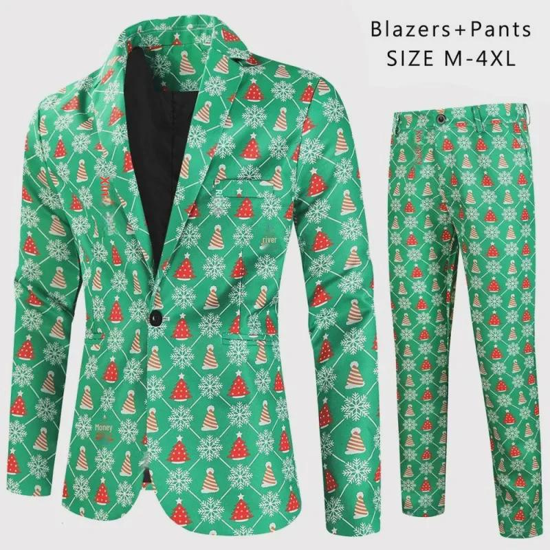 2024 Осень/Зима Повседневный костюм с рождественским принтом 3D и брюки в комплекте - 2 предмета