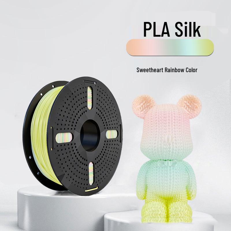 PLA Silk Филамент для 3D-принтера, 1,75 мм, Радужный мультиколор, Насыщенные цвета, Совместим с Creality и другими.