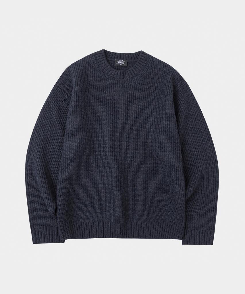 LETTERCOMO Heavy Rush Wool Round Knit Navy