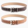 Women Hollowed Metal Leather Belt With Alloy Buckle For Casual Wear And Street Style
