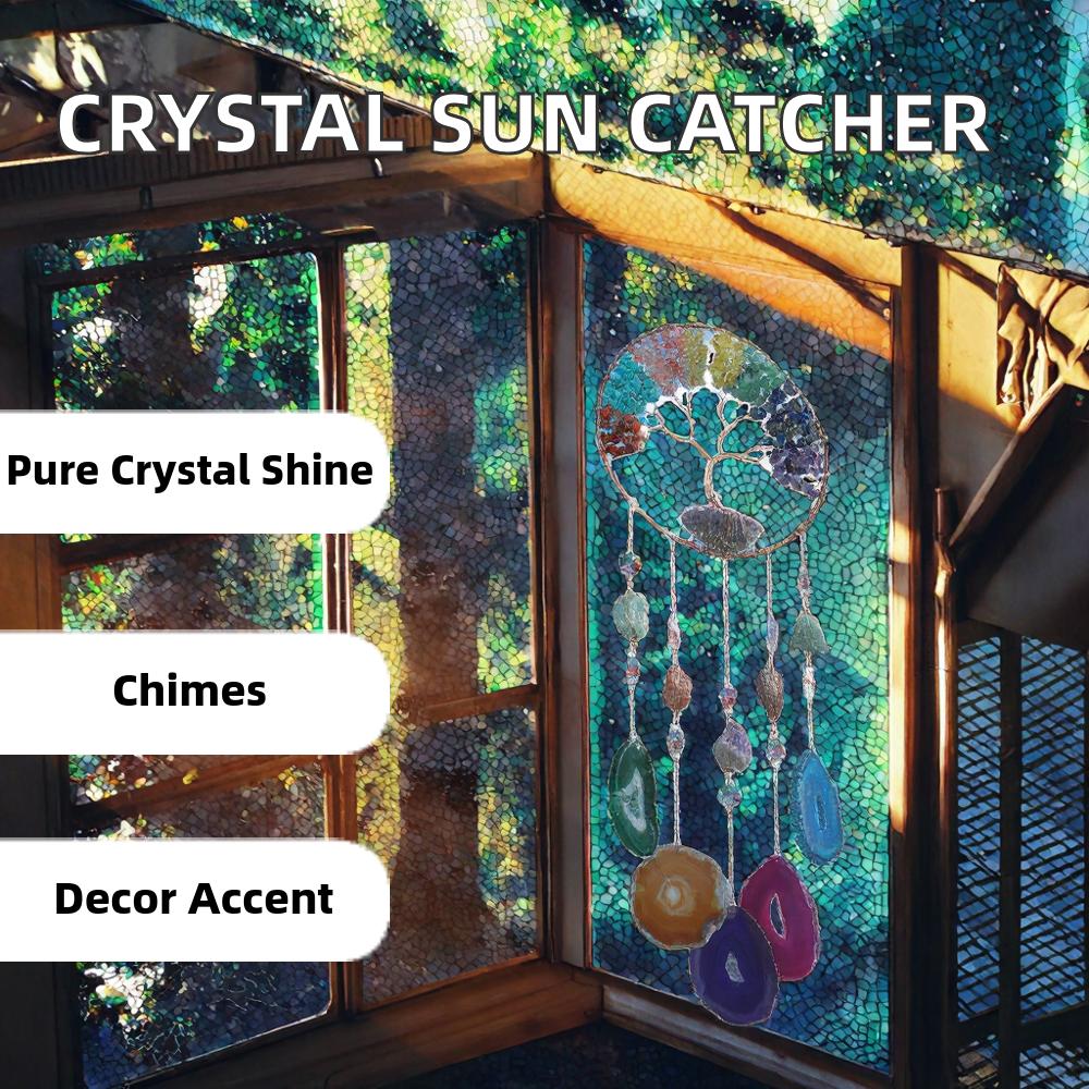 Hot Selling Folk Art Natural Crystal Wind Sun Catcher Moon Chime Pendant Christmas Ornament