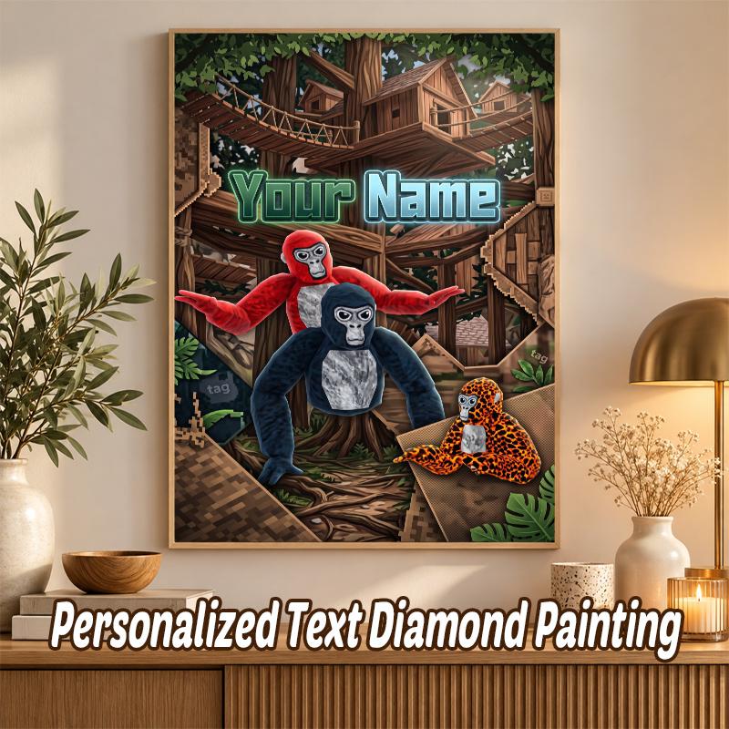 Gorilla Tag cartoon Custom Name Text 5D Diamond Painting Kit DIY Full Drill Diamond Art Decoration