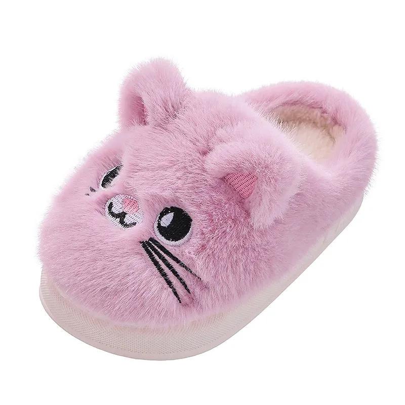 Милые Хлопковые Тапочки Для Детей С Мультяшным Дизайном, Толстая Подошва И Теплые.