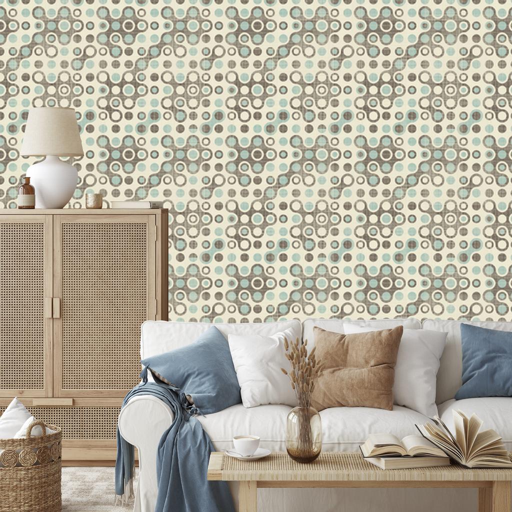 Abstract circles wallpaper in retro style for living room and bedroom 50x1000