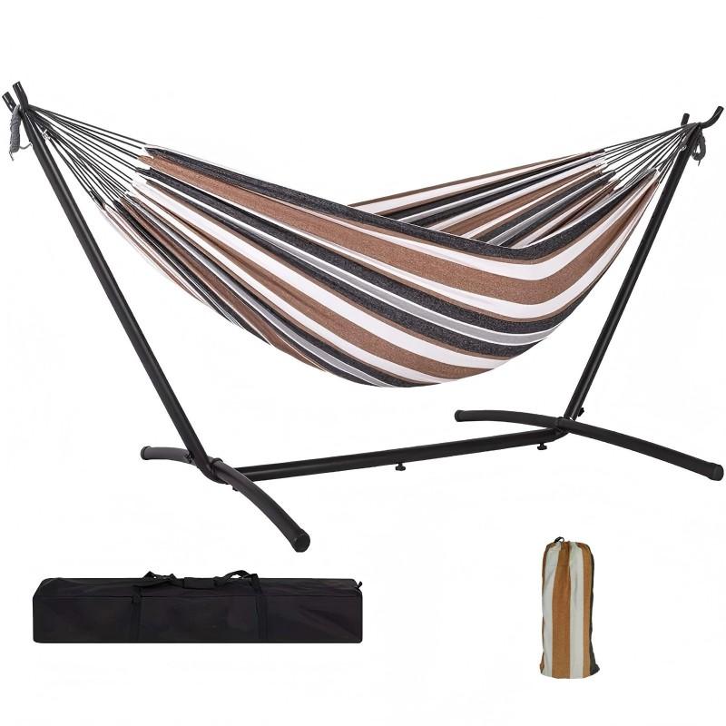Heavy Duty Steel Hammock Stand With Canvas Indoor Outdoor Anti-Tip Frame Backyard Garden Patio Relaxation