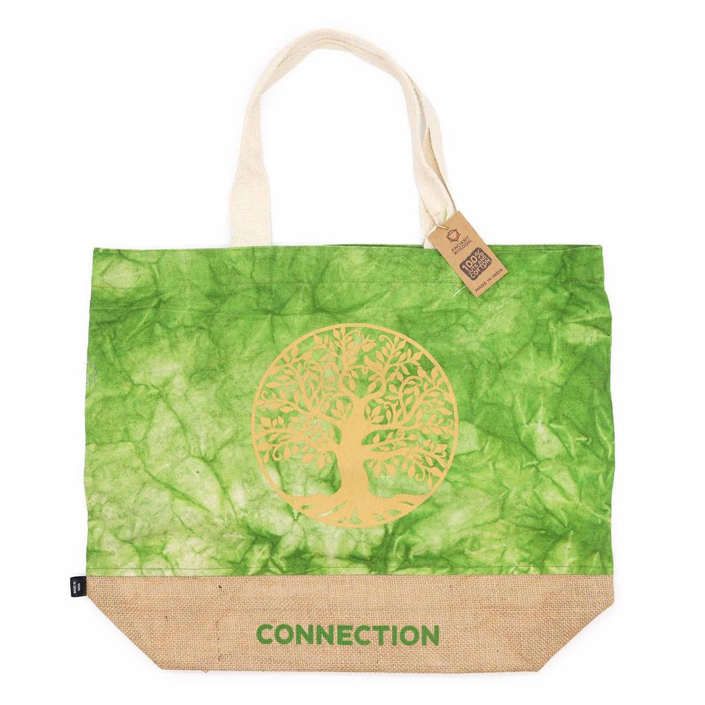 Tote Bag Tree of Life Green Stonewash