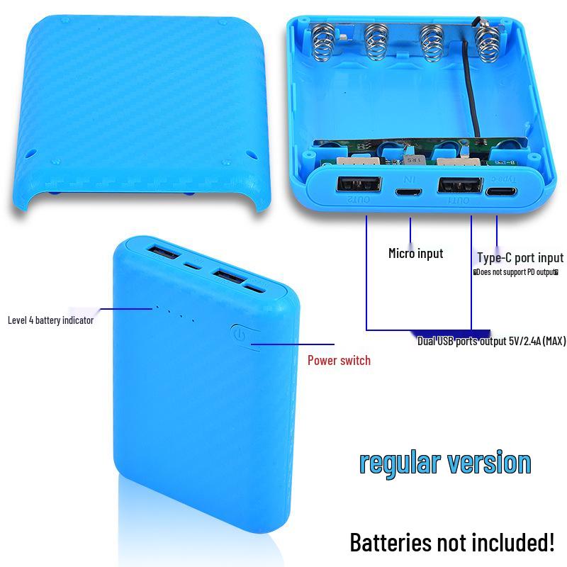 4-секционный корпус Power Bank для батарей 18650, комплект