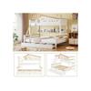 Двухъярусная кровать - MUVOE - 90x200см & 140x200см - Белый + Натуральный - 2 ящика - Наклонная лестница