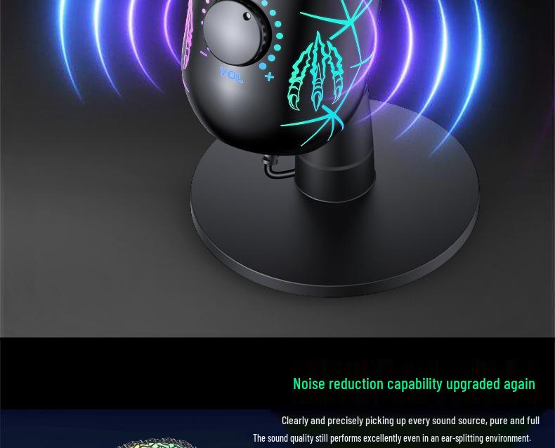 Энпинг USB Игровой Конденсаторный Микрофон с RGB Подсветкой для Стриминга и Караоке