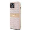 Dkny Leather Mono Stripe & Metal Logo Case For Iphone 15 / 14 / 13 - Pink