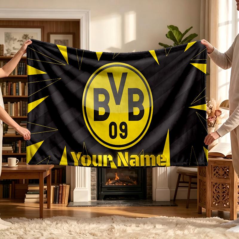 Bvb (14) Personalized Name Blanket Soft Cozy Gift for Sofa Bed Couch Home Decoration