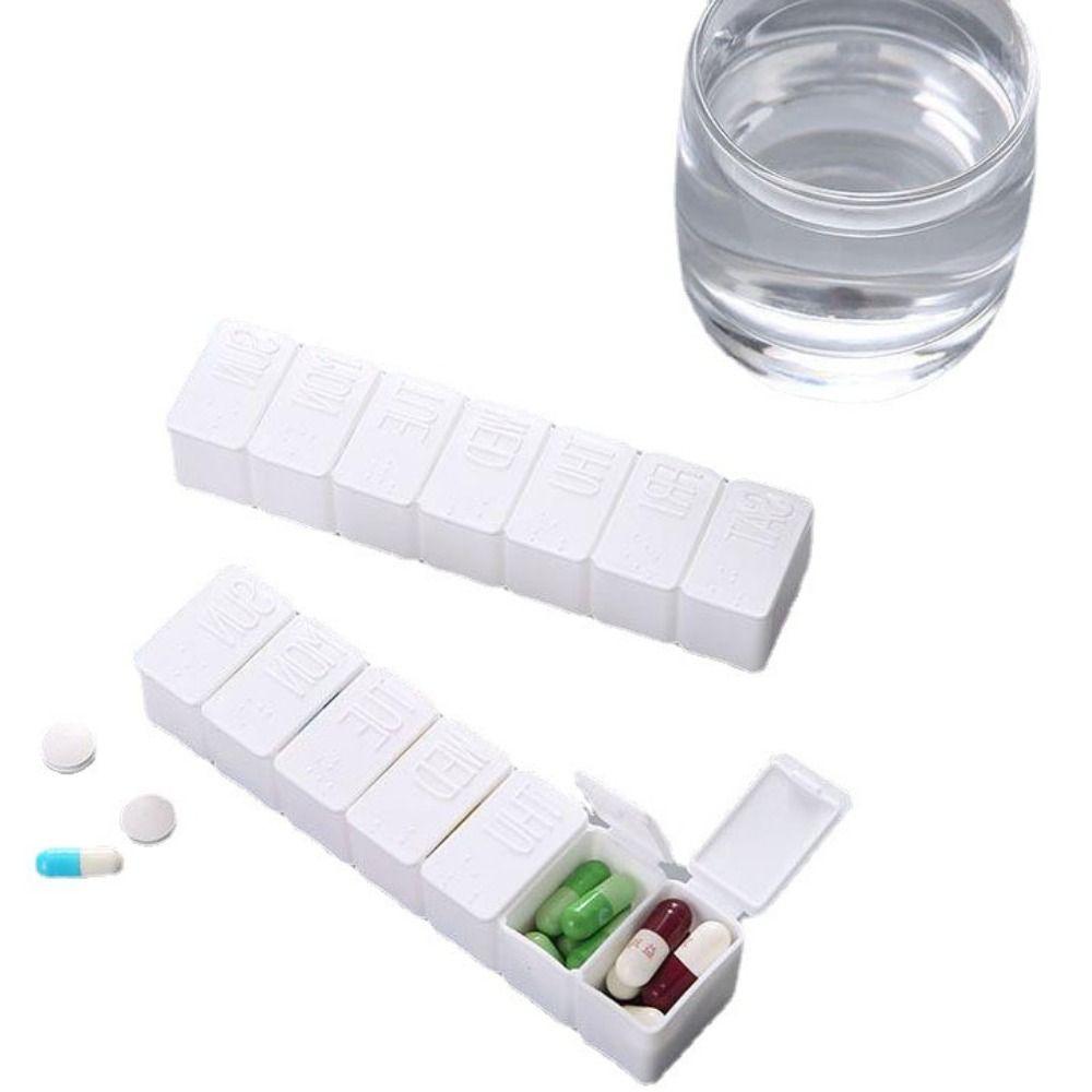 With Lid 7-frame Rectangular Pill Box Long Strip Weekly Medicine Pill Storage Box Home