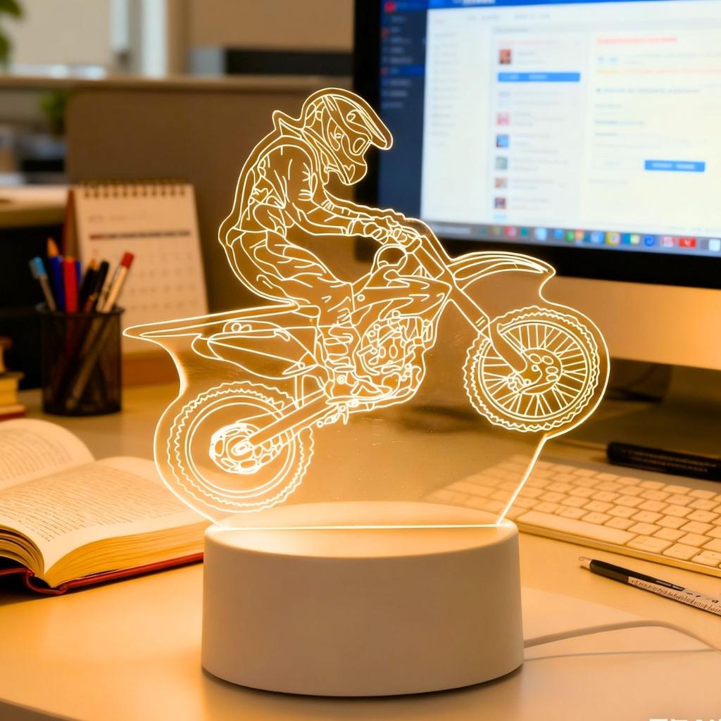 USB 3D светящийся мотоцикл, креативный ночник, украшение для дома, настольное украшение, светильник для гостиной и спальни