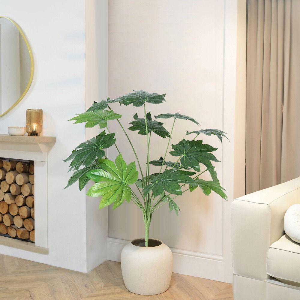 Palm Tree Artificial Plant Leaves Vibrant Green Lifelike Plant Tabletop Decoration
