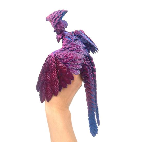 3D Printed Phoenix Ornament Articulated Phoenix Fidget Toy Flexible Phoenix Bird Toy Animal Centerpiece for Stress Relief Desk Display