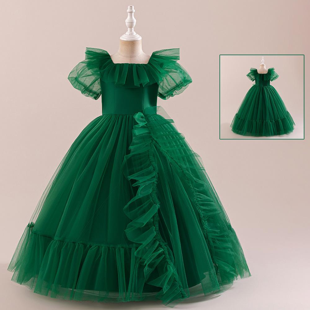 Платье принцессы для девочек-цветочниц на свадьбу, летнее детское торжественное длинное платье с бантом для школьного вечера, вечеринки, детского новогоднего платья LP-523