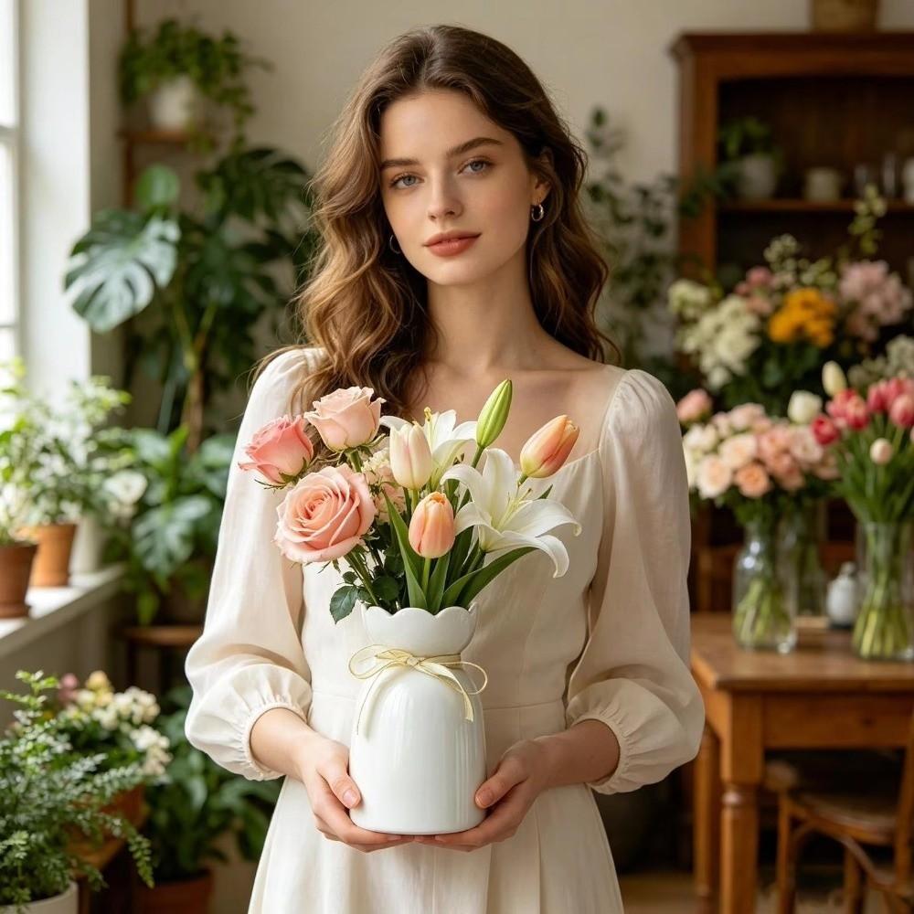 Elegant Ceramic Vase INS Decorative Bottles Hydroponic Flower Pot Restaurant Centerpiece