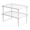 Amazon Basics Plastic Kitchen Rack, Stackable Storage Shelf, Set of 2, 8.7" D X 12.8" W X 4.7" H, White