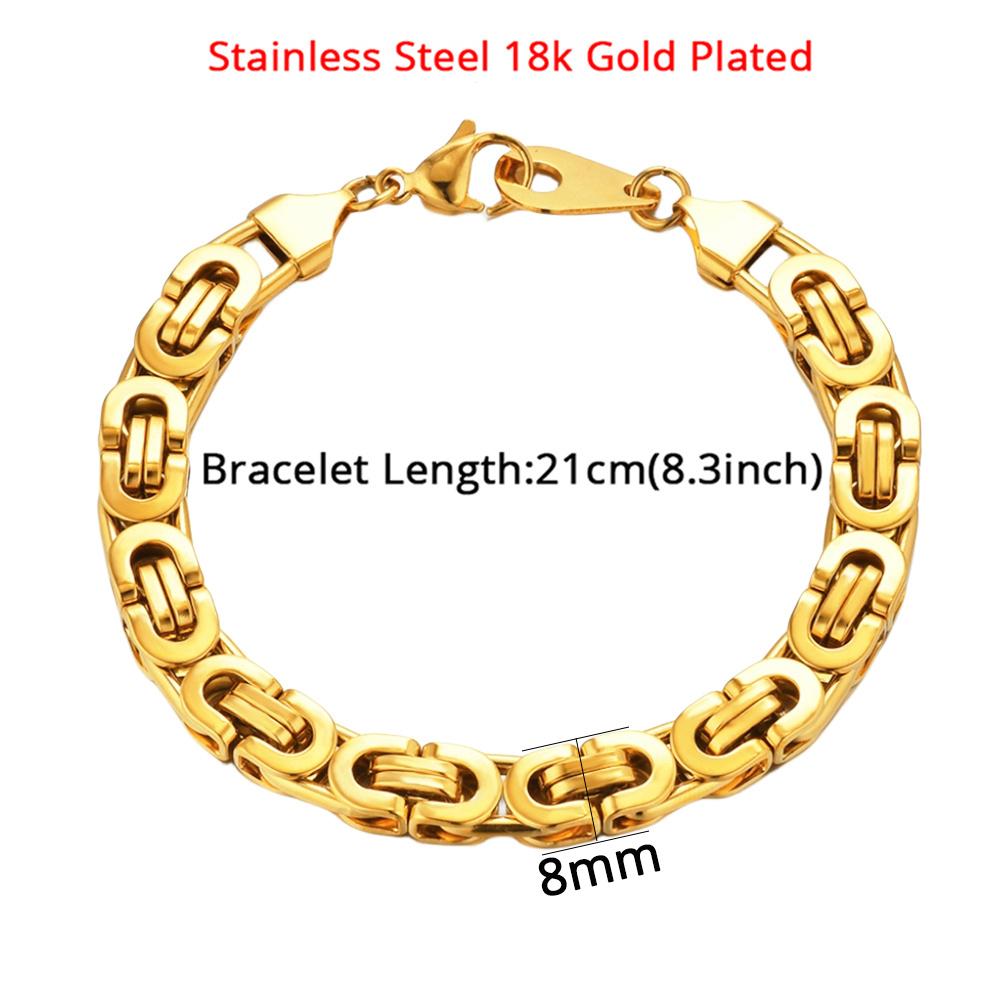 Newest 316L Stainless Steel Bracelet Men Wholesale Wristband 8mm Gold Color Male Hand Chain Link Bracelet Hip Hop Jewelry