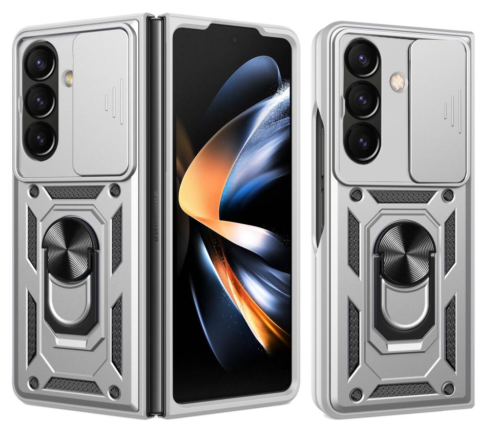 Прочные ударопрочные чехлы для телефона Samsung Galaxy Z Fold 7 6 5 4 Чехол с выдвижной защитой объектива камеры Прочный чехол с кольцом-подставкой