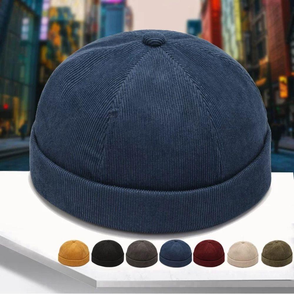 Vintage Brimless Dome Hats Unisex Fashionable No-Brim Cap Stylish Headwear for All Seasons Skullies Beanie Solid  Docker Cap