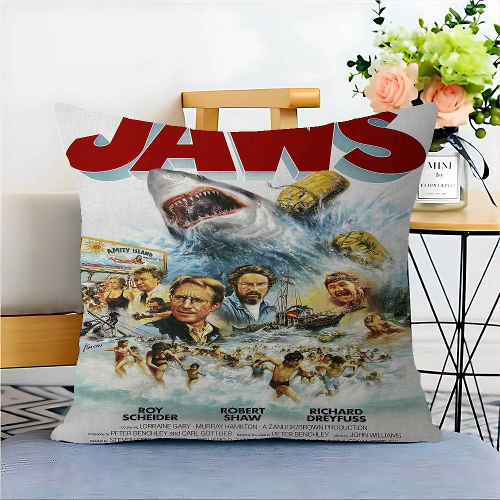J-JAWS Movie Cushion Cover Inches Farmhouse Decor Home Throw Pillow Covers For Couch Decorations