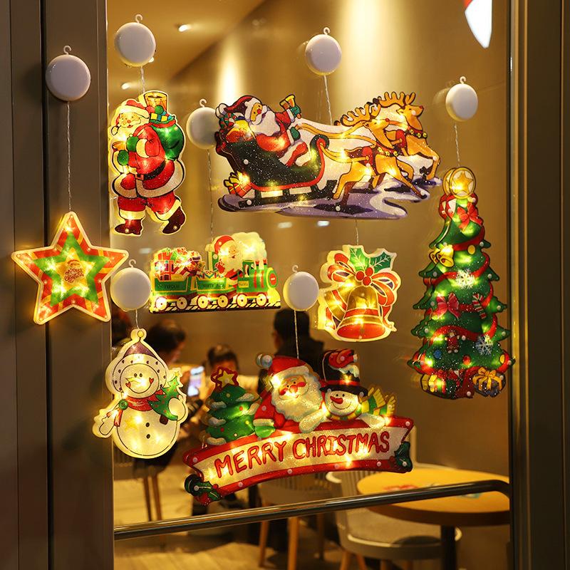 LED Christmas Suction Cup Window Lights: Indoor Decorative Hanging Festival Lights