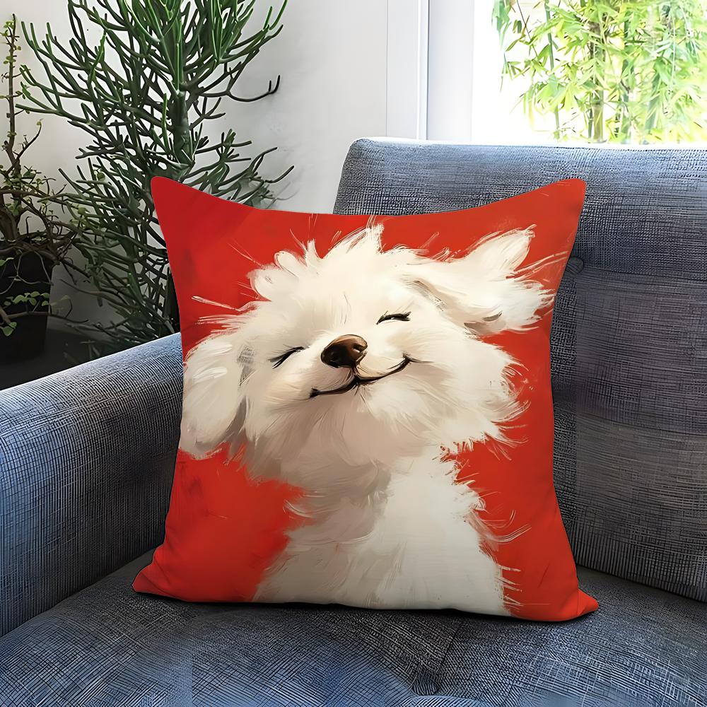 Oil Painting West Highland Terrier Cushion Cover Comfortable Reversible Pillow Cover Ideal for Car Sofa Bedroom Beyond