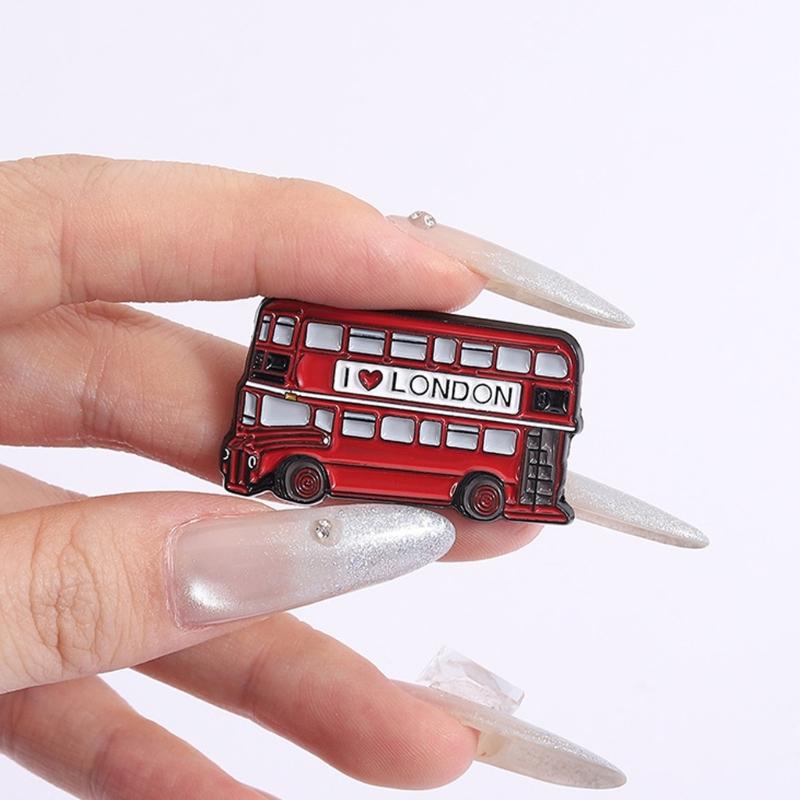 British Souvenir Enamel Pin Red Double Layer Bus Brooch Alloy Accessory For Jacket Backpack Fashion Jewelry