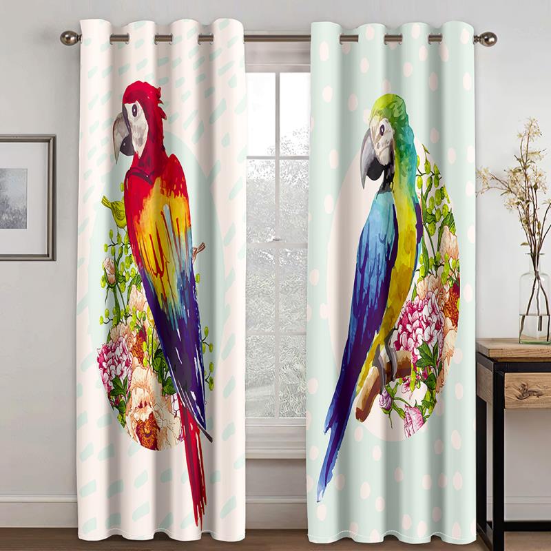 Цветной попугай тропическое растение банановый лист 2 шт. светофильтрующая занавеска для гостиной спальни оконная драпировка